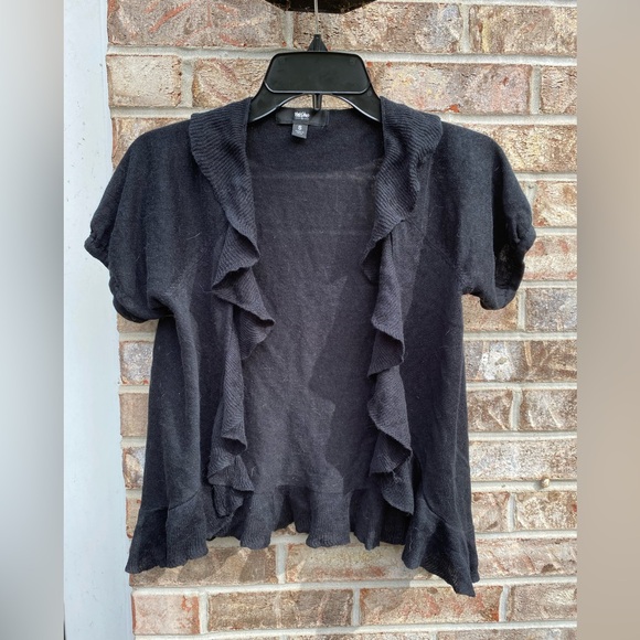 Black 00s Ruffle Mossimo Shrug Sweater Jacket - Picture 3 of 6